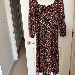 Loft Shimmer Dot Square Neckline Dress